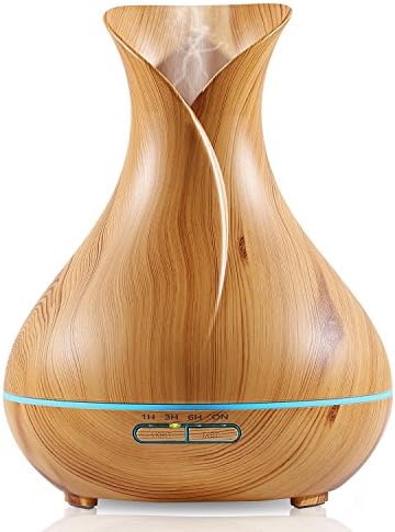 Kumiba 550ML Aroma Essential Oil Diffuser Aromatherapy Wood grain Ultrasonic Cool Mist Aroma diffuser Humidifier 7 color LED lights Bedroom Living Room Spa Baby