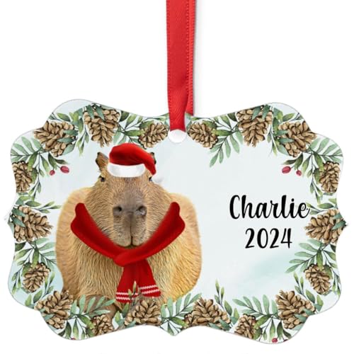 Smiling Capybara Christmas Ornament 2024