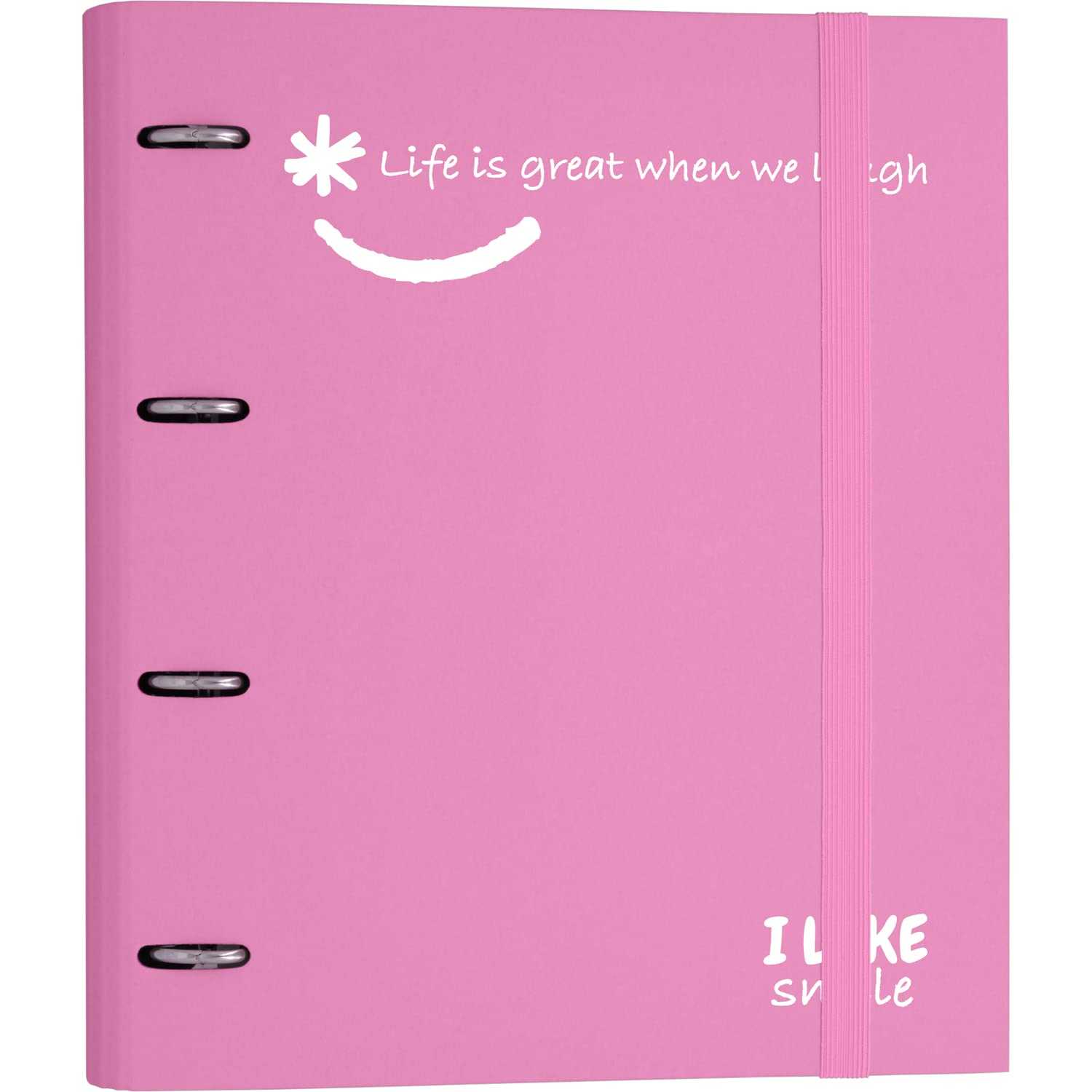 Grafoplás 88101353 4 Ring Binder with Refill, A4, Light Pink, FSC Paper Lined Cardboard, Includes Dividers, Carpebook Like Smile