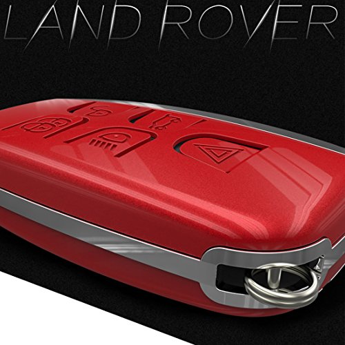 KMT ABS Smart Remote Key Fob Case Cover Protector Shell Fit Jaguar XE XJ XF F-TYPE F-SPACE (PACK OF 1 PC) (Red With Metal KeyChain) - Thumbnail 4