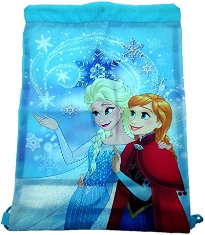 Disney Frozen Anna Elsa Swimming Sports Gym Drawstring PE Shoes Bags School Backpack Gifts for Girls Kids Childrens Womens Ladies Swimming Pool Travel Blue Snowflake