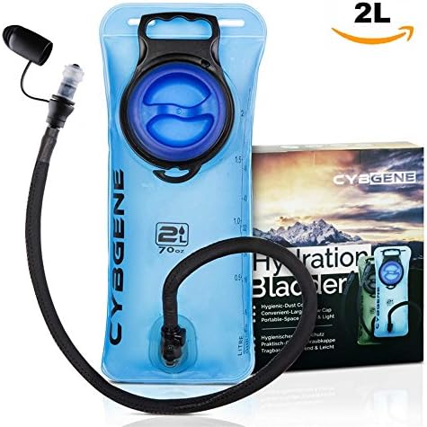 Hydration Bladder, CybGene 2L Water Reservoir with large opening Leak Proof Cap &amp; Insulation drink tube cover. Taste free for Hiking, Cycling, and Climbing. (Blue)