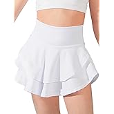 Soudittur Girls Tennis Skirt with Shorts Kids Golf Clothes High Waisted Toddler Athletic Skort with Pockets