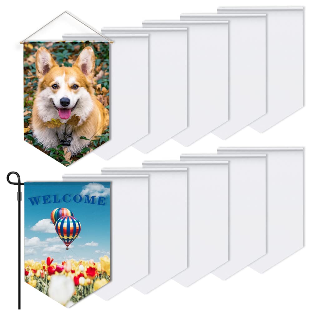 Photo 1 of 12Pcs Sublimation Garden Flags Blank Banners 12X18in Polyester Flags for Heat Transfer Printing Dye DIY Craft Indoor Outdoor Courtyard