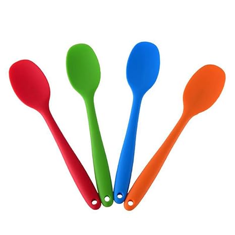 GerTong Silikon-Kochlöffel, bunt, antihaftbeschichtet, 4 Stück
