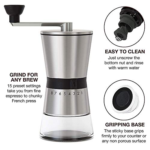 Tragbare Manuelle Kaffeemühle Aus Rostfreiem Stahl Für Den Haushalt, Konischer Keramikgrat, Tragbare Handkurbelmühle 15… – Bild 3