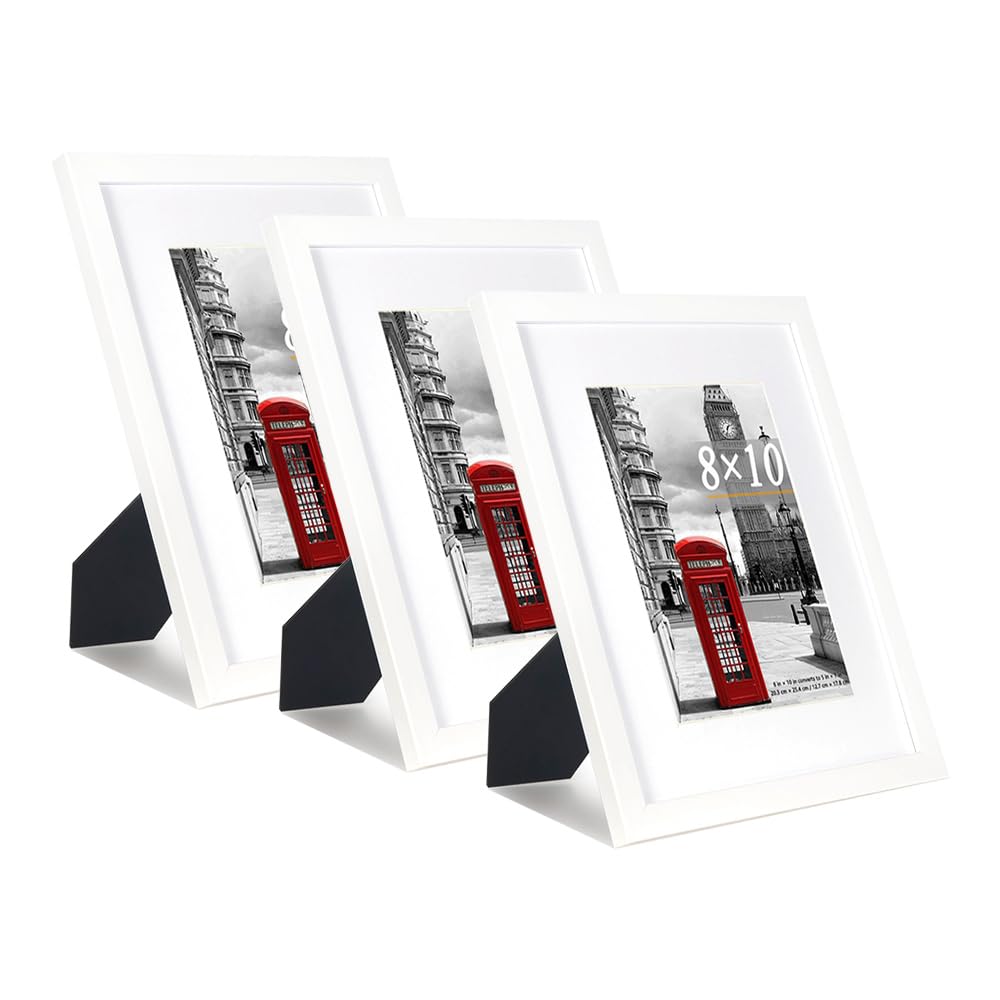Scholar Tree White Picture Frames 10x8 Inch 3 Pack, Picture Frame for Tabletop and Wall Mounting, Mount for Picture 7x5 — image 1