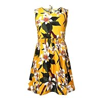 JNKLWPJS Girls Summer Sleeveless Floral Dress Printing Casual Sundress B-Flower Yellow 10-11Y