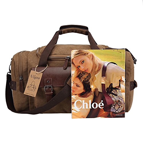 Ulgoo Canvas Leather Weekender/Overnight Travel Duffel Bag