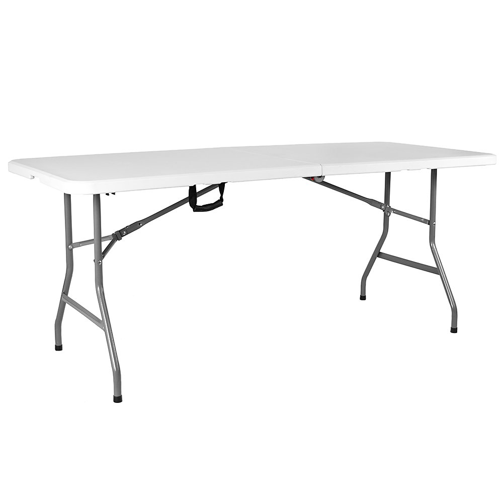 Home Vida Folding Table 5ft Heavy Duty Extra Strength Camping Buffet Wedding Market Garden Party Car Boot Stall Picnic Trestle Indoor Outdoor Foldaway Carry Handle