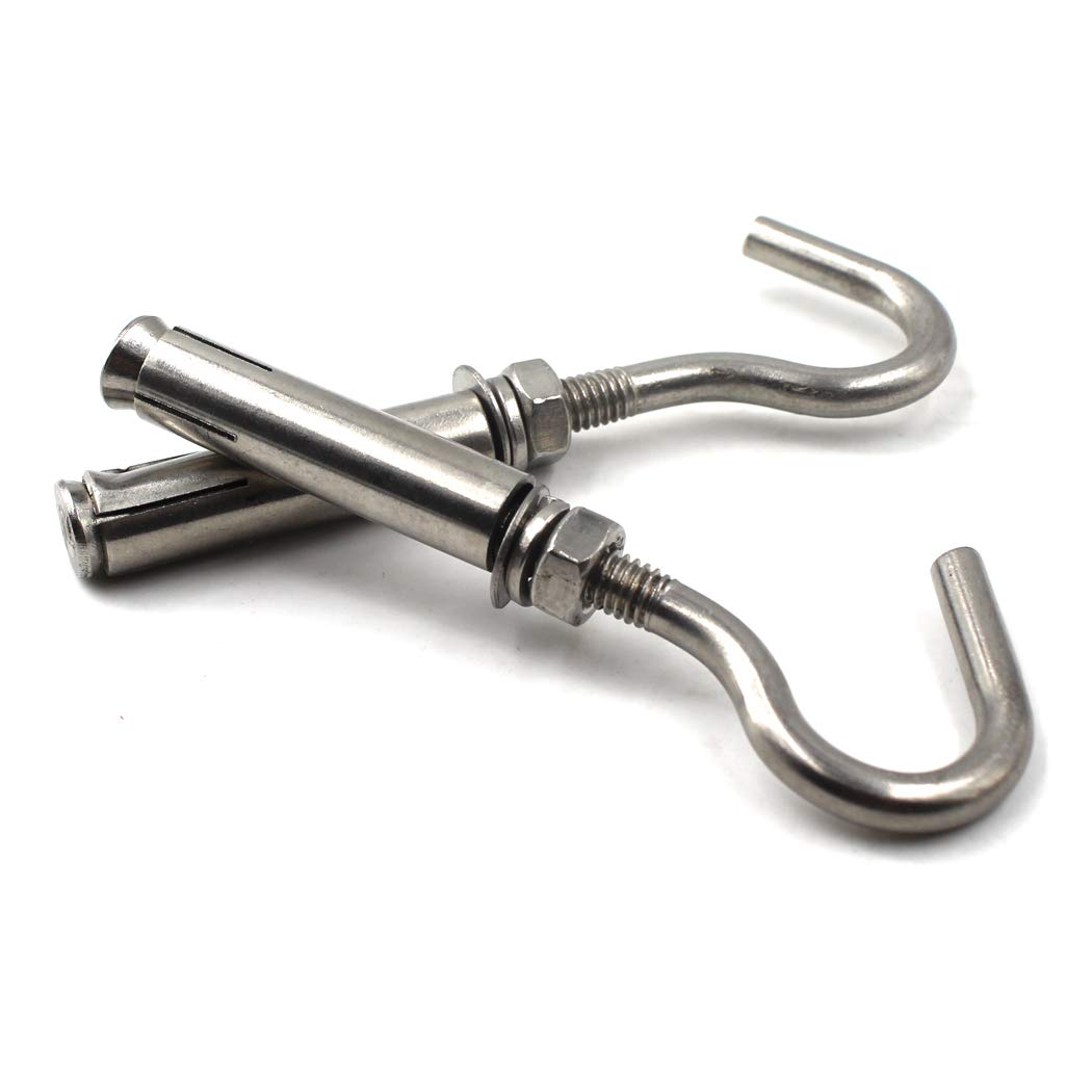 M12 Open Cup Hook Expansion Bolt 304 Stainless Steel Pack of 2