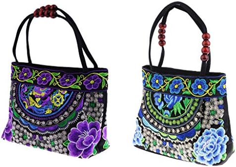 ダブルフェイス トートバッグ 女性ハンドバッグ 刺繍 ２個 伝統的 中華風格 贈り物 キャンバス
