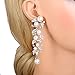 EVER FAITH Austrian Crystal Wedding Jewelry White Simulated Pearl Leaf Bridal Dangle Earrings for Women Bride Clear Silver-Tone