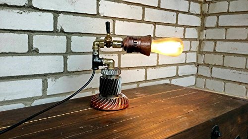 Vintage steampunk lamp Industrial lamp Antique table lamps Steampunk industrial lamps New machine age Lamps Steampunk machine Lamp Rustic lamp Plumbing lamp - Thumbnail 3