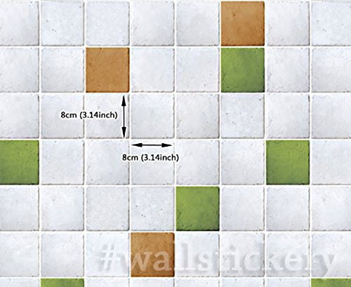 Wallstickery tile pattern design paper prepasted wallpaper for wall stickers self adhesive removable peel and stick DIY interior decorating home kitchen bedroom WS-DPS-48 1.64 ft by 9.84 ft