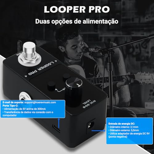 VEDO M-VAVE Pedal Looper para Guitarra com 9 Loops, 40 Minutos de Tempo de Gravação, Loop Station com Afinador, Overdub, Looper para Guitarra, Música e Esportes