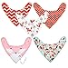 Baby Bandana Drool Bibs +1 Pacifier Clip in a Gift Box, Pack of 4+1 Premium Quality for Boys and Girls, Organic Cotton