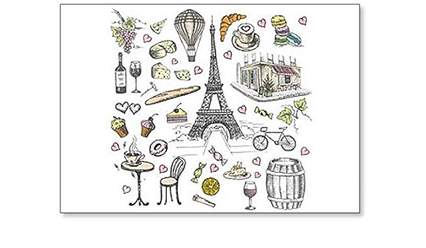 Imán para nevera con ilustración de París Francia, iconos y ...