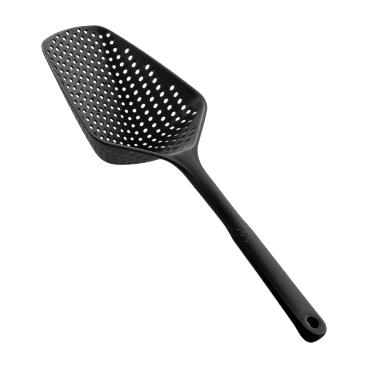 Kitchen Sink Strainer - Long Handled Plastic Pasta Colander & Drainer - Black