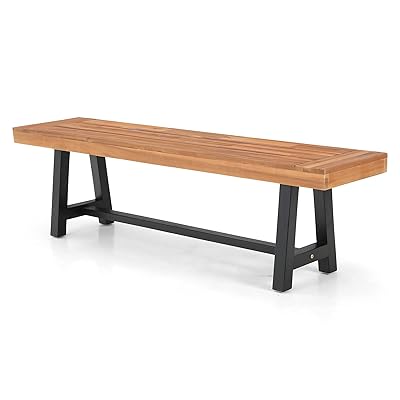 Buy Mfstudio Outdoor Patio Bench 63 Long Rectangular Acacia Wood Dining Picnic Furniture Benches For Backyard Garden Lawn Porch Online In Uzbekistan B088gtcj79
