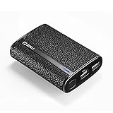 Zilu Milano Premium Leather 9000mAh Dual USB Portable Charger External Battery Pack Backup Power Bank with 2.1A Output for Smart Phones and Tablets - Black