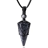 XIANNVXI Healing Crystal Stone Pointed Necklace Adjustable Black Rope Natural Gemstone Pendant Necklaces Jewelry for Men Women