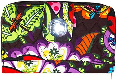 Turn Lock Quilted Double Zip Around Wallet, Ladybug (Multicolor)