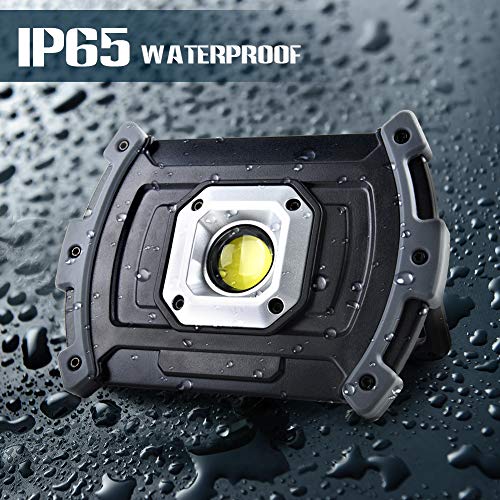 Illushine LED Work Light, 10W 1500 Lumen Rechargeable Work Lights, Portable COB Flood Lights, Waterproof LED Floodlight for Job Site Lighting, Emergency Car Repairing, Camping Hiking