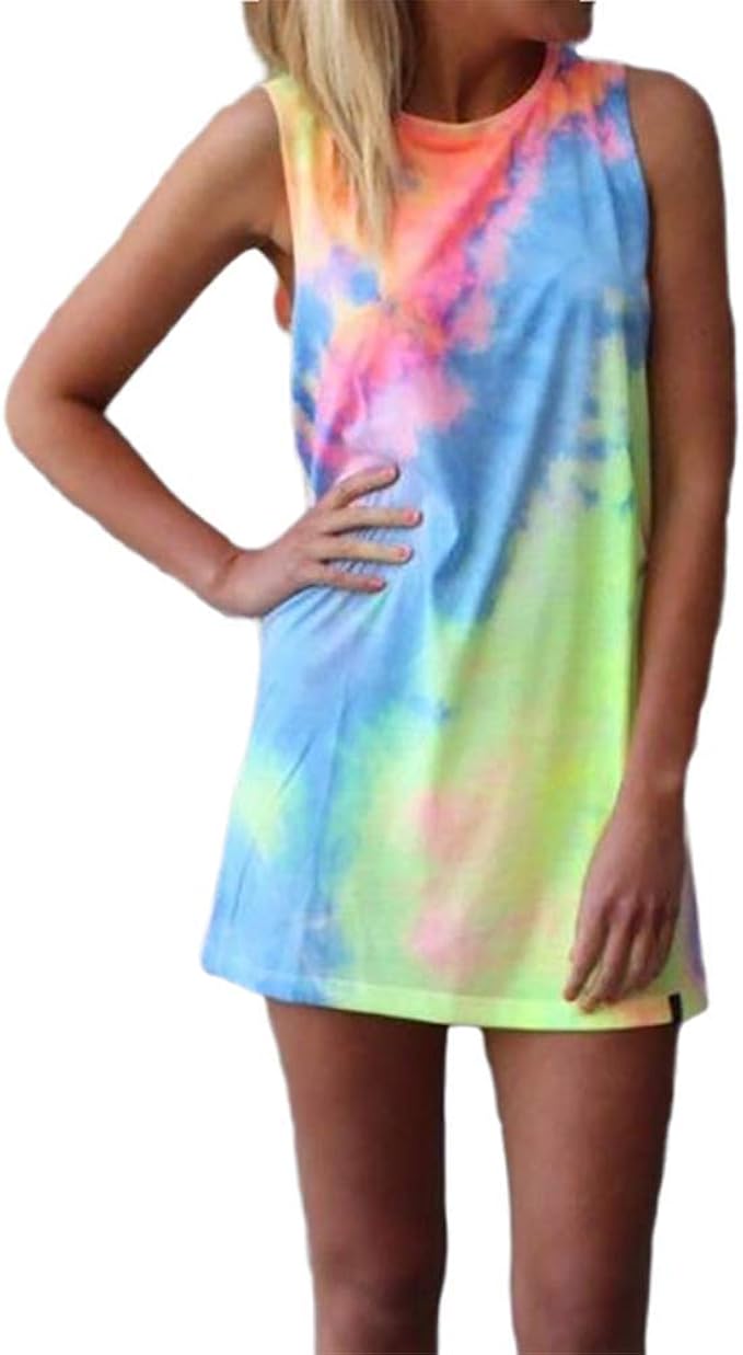 tie dye sleeveless dress