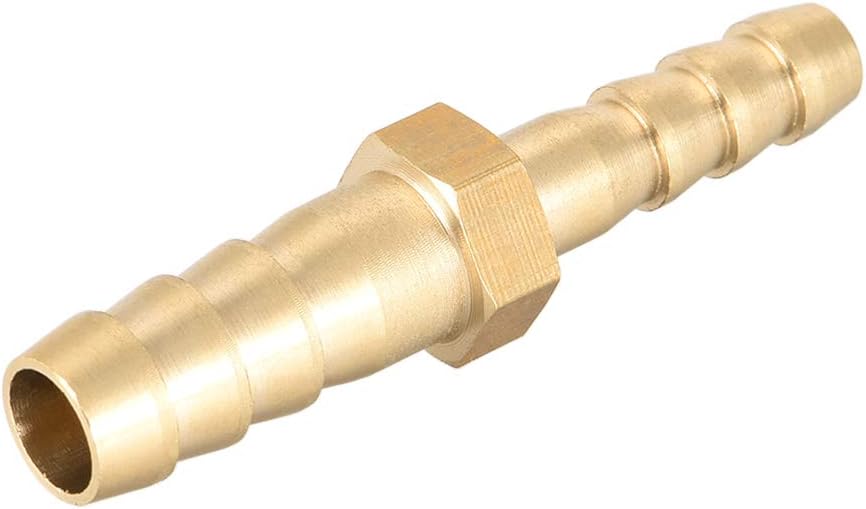 sourcing map Straight Brass Barb Fitting Reducer, Fit Hose ID 8mm to 6mm, Gold, 8mm x 6mm