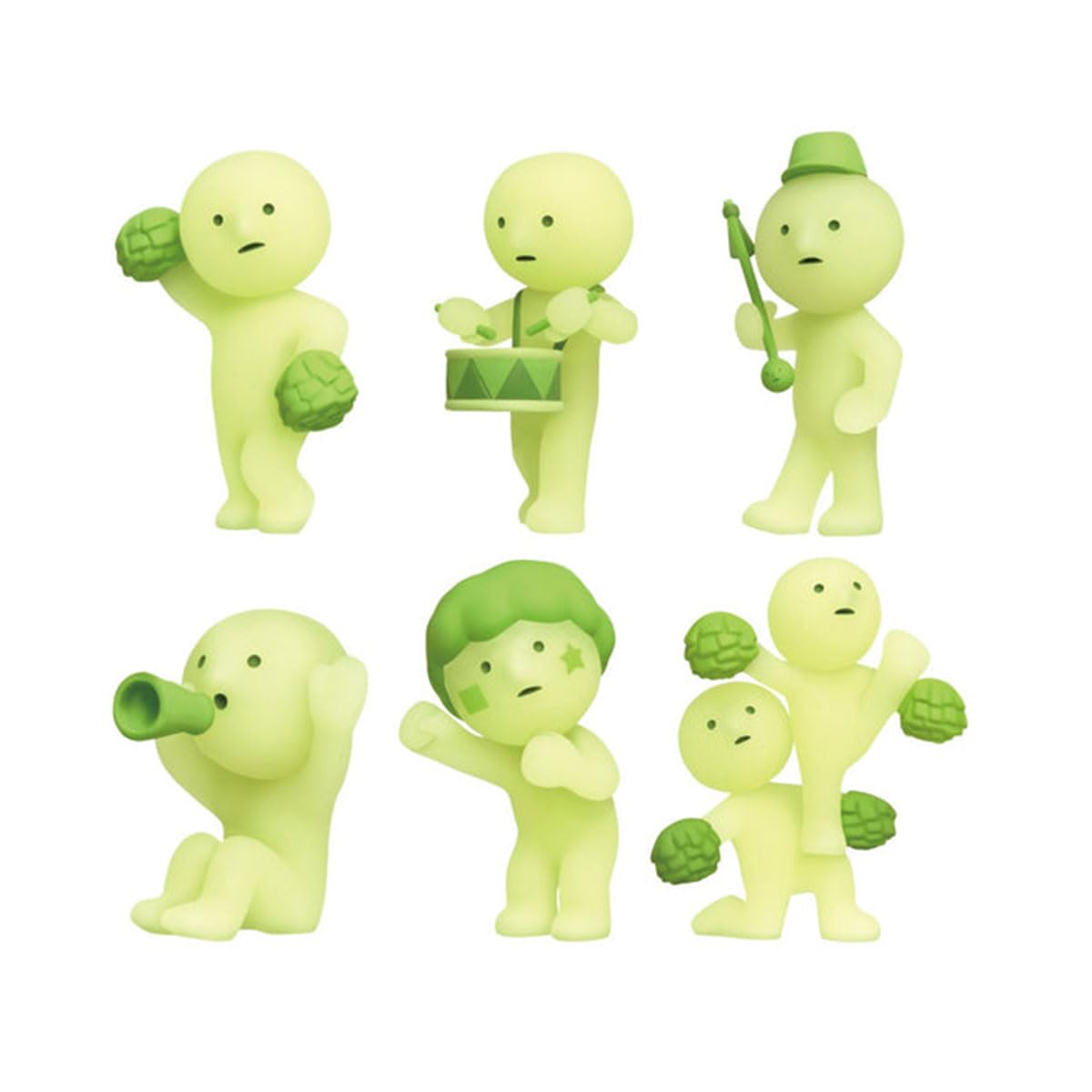 Smiski Cheer Series Figurine (Fanfare - Pom Pom) Glow in the Dark, Multicolor