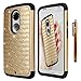 Moto X 2nd Gen, Moto X 2 Case, Style4U Motorola Moto X (2nd Generation) Studded Bling Hybrid Armor Case Motorola X (2nd Gen, 2014 Release Only) W/ 1 Screen Protector / 1 Stylus [Gold / Black}