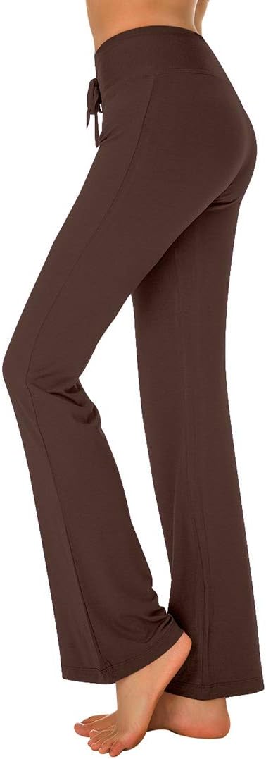 PACBREEZE Women's Bootcut Yoga Pants Comfortable High Waist Drawstring Lounge Pants(Dark Brown, Medium)