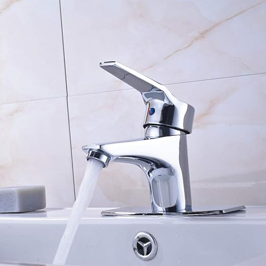 Grifo Grifo De Baño Con Acabado De Cromo Y Placa De Cubierta Cuadrada