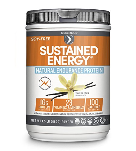 Designer Protein Sustained Energy Natural Endurance Protein, Vanilla Bean, 1.5 Pound