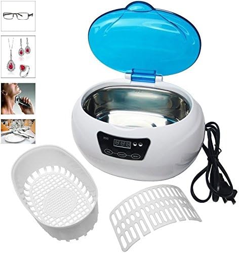 600ML VAMTech Ultrasonic Jewelry and Tools Cleaner Machine With Digital Timer Blue