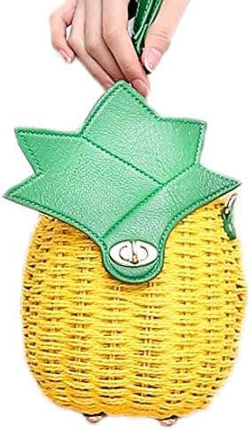 Catkit Womens Summer Holiday Sea Fruit Shape Design Tote Handbag Pineapple Straw Beach Shoulder Bag