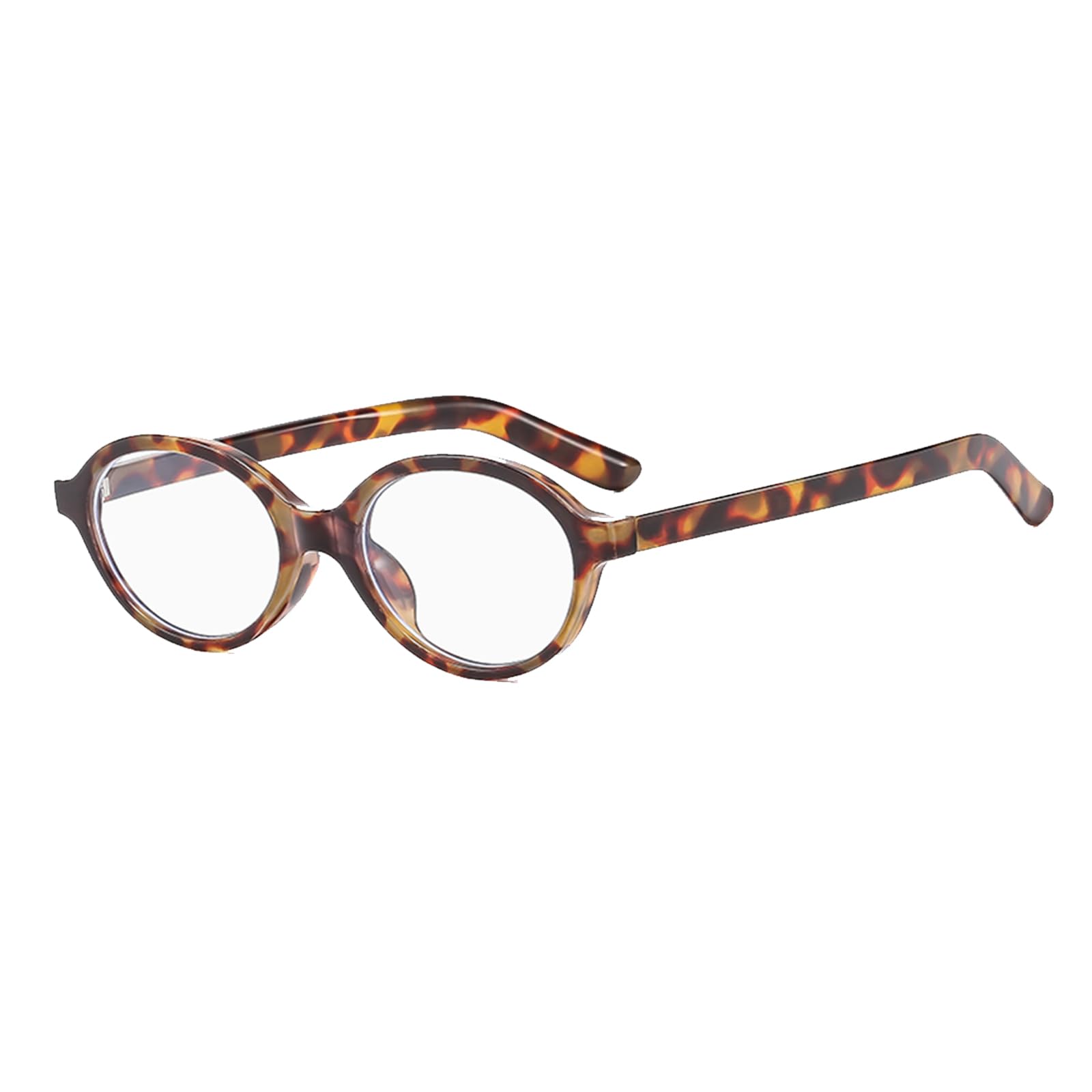 YAMEIZE Small Oval Blue Light Blocking Glasses for Women Men,Retro Anti Blue Light Eyeglasses Computer Gaming Glasses (Leopard Clear)