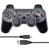 Vinonda PS3 Controller Wireless Double Vibration Remote Gamepad with Charging Cable for Sony Playstation 3 (Black)