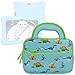 Evecase 7inch Dragon Touch Y88X Plus 2017/Y88X Kids Android Tablet Sleeve, Cute Dinosaurs Themed Neoprene Travel Carrying Slim Sleeve Case Bag w/Dual Handle and Accessory Pocket - Blue w/Green Trim