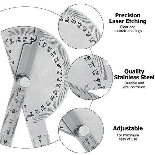 Angle Protractor Angle Finder Ruler Two Arm Stainless Steel Protractor