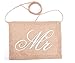 Borang Mr. & Mrs Burlap Chair Banner Set Bride & Groom Chair Signs for Wedding Decorations, Engagement Party Supplies