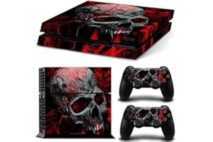 Gam3Gear Vinyl Sticker Pattern Decals Skin for PS4 Console & Controller (NOT for PS4 Slim / PS4 Pro) - Black Red Skull