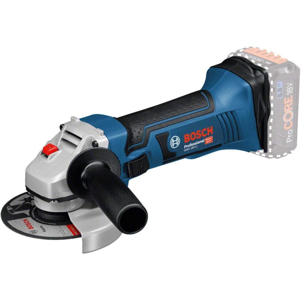 Bosch Professional 060193A300 GWS 18 V - LI Cordless Angle Grinder (Without Battery and Charger), Navy Blue, 10.0 cm*38.0 cm*16.5 cm