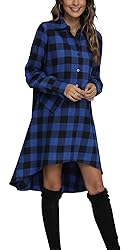 olrain Womens New Plaids Irregular Hem Casual Shirt