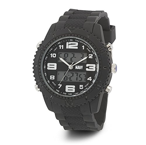 Wrist Armor Men's 'U.S. Navy' Quartz Metal and Rubber Casual Watch, Color:Black (Model: 37400002)