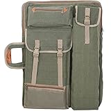 Tanchen 4K Canvas Artist Portfolio Carry Shoulder Bag Multifunctional Drawboard Bags for Drawing Sketching Painting (Army Green)