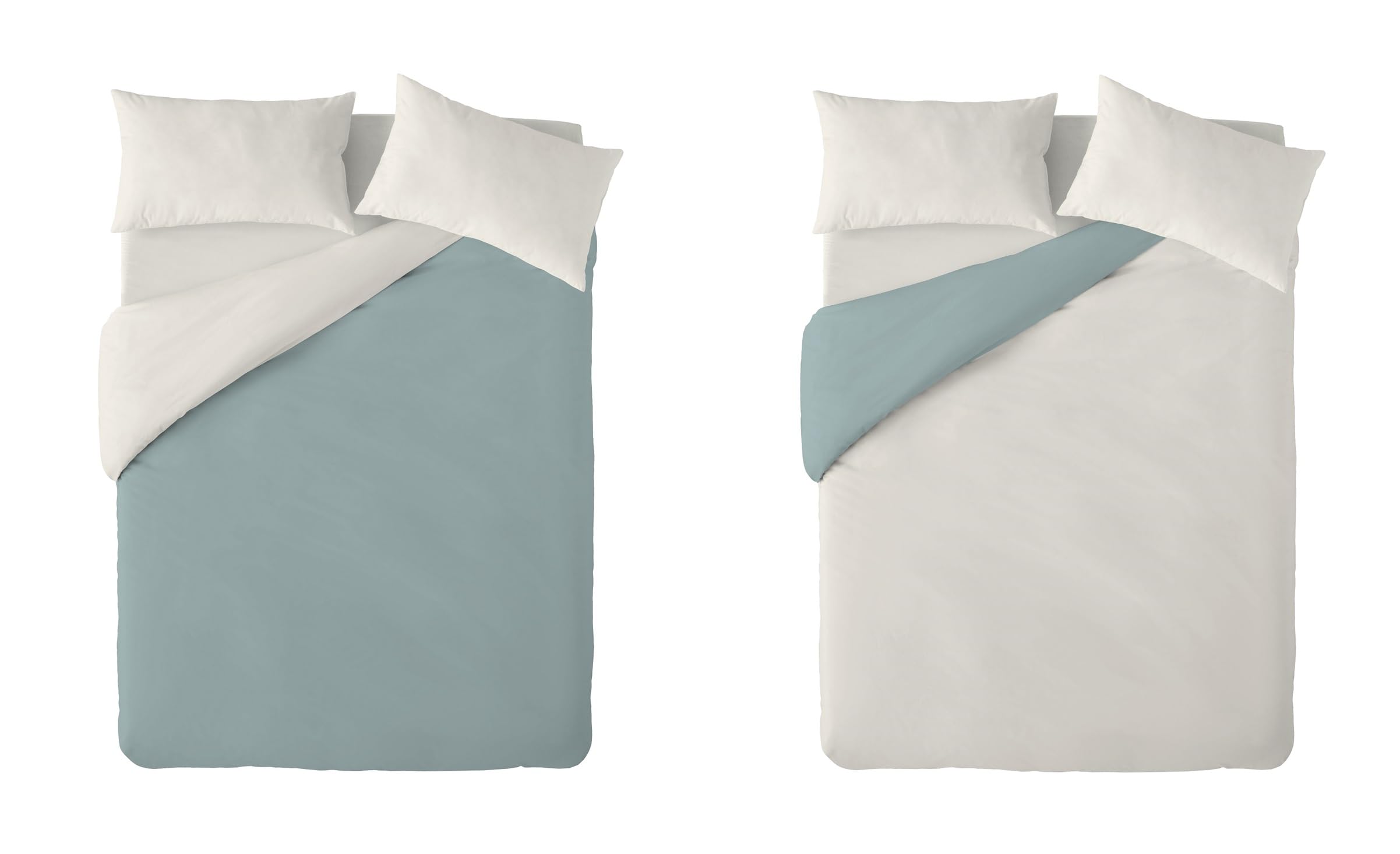 Textilhome - Duvet Cover Set Super king size Reversible printed, Super kingsize 260x220cm, Duvet Cover Superking with 2 Pillowcase 70x40cm. Aquamarine/Ivory — image 1