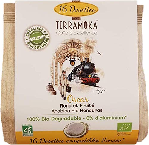 Terramoka Oscar Espresso – 16 kompostierbare Bio-Kaffeepads, Senseo® kompatibel