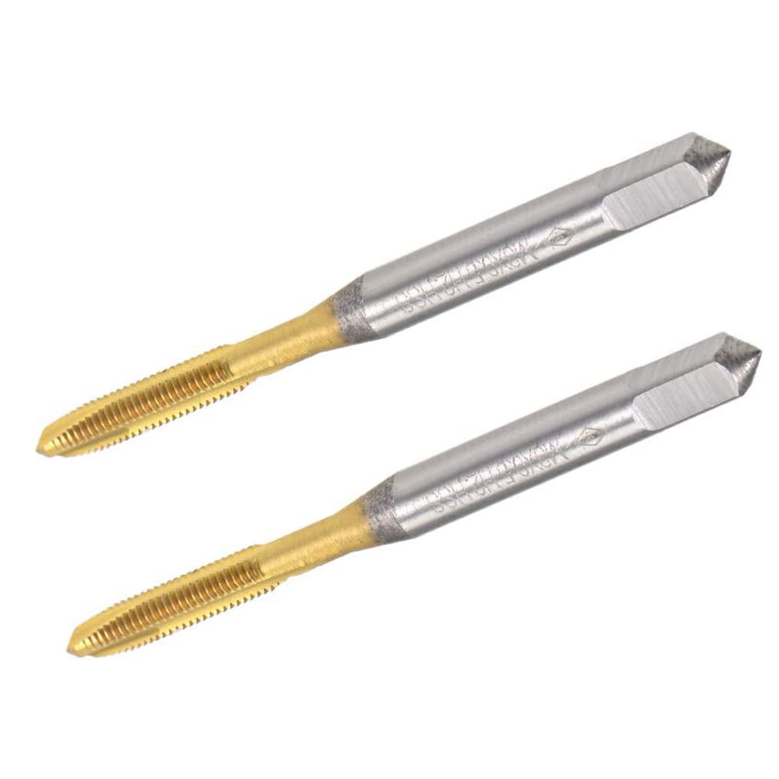 TOP-VIGOR 2Pcs M3 x 0.5mm Spiral Point Plug Thread Tap, HSS Titanium Coated Thread Milling Tap with H2 Tolerance, 3 Flutes Ground Threads(Round Shank with Square End)